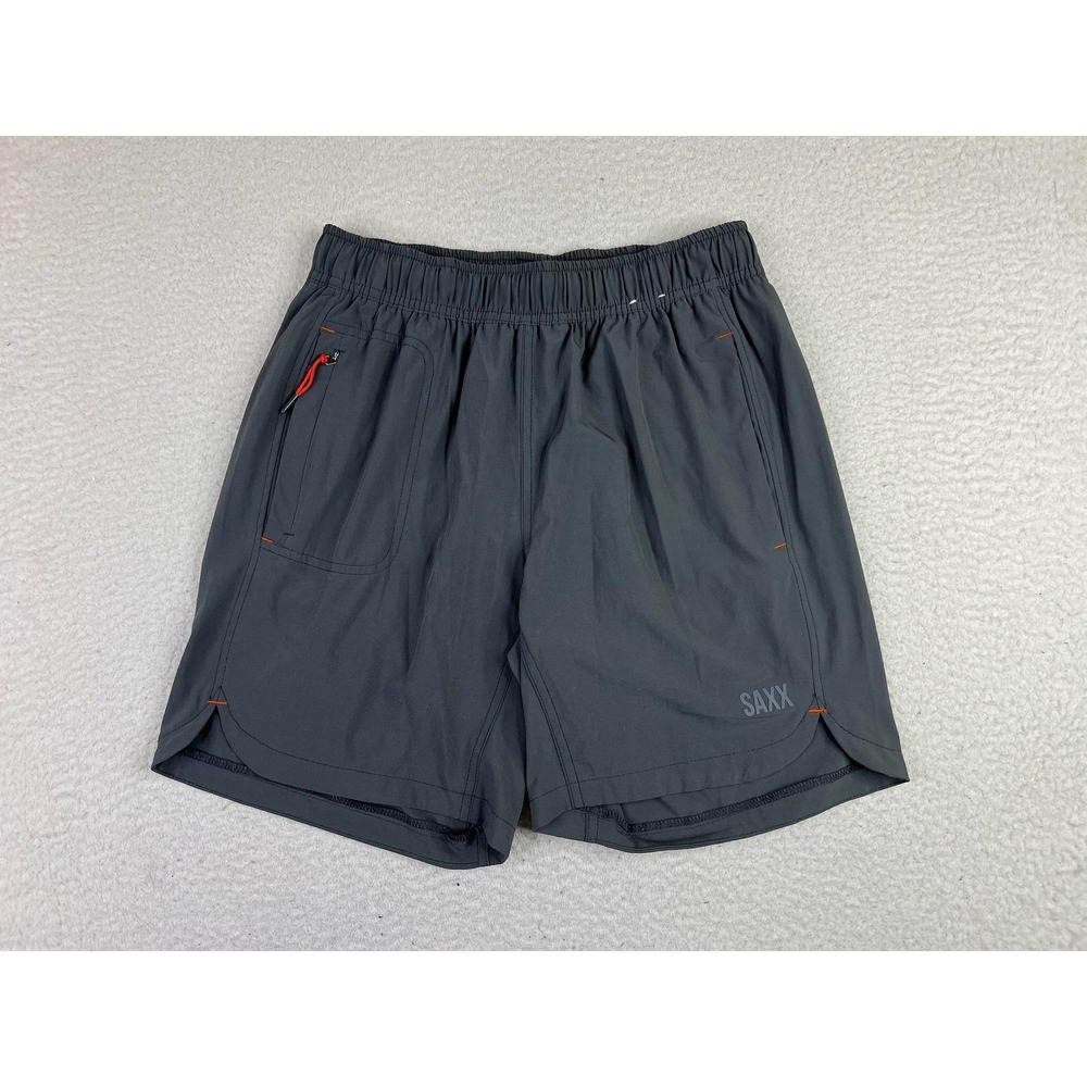 SAXX Gainmaker 2N1 Shorts Mens Small Gray 7" Lined Running BallPark Pouch